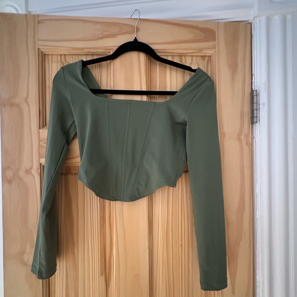 Green crop top, corset style